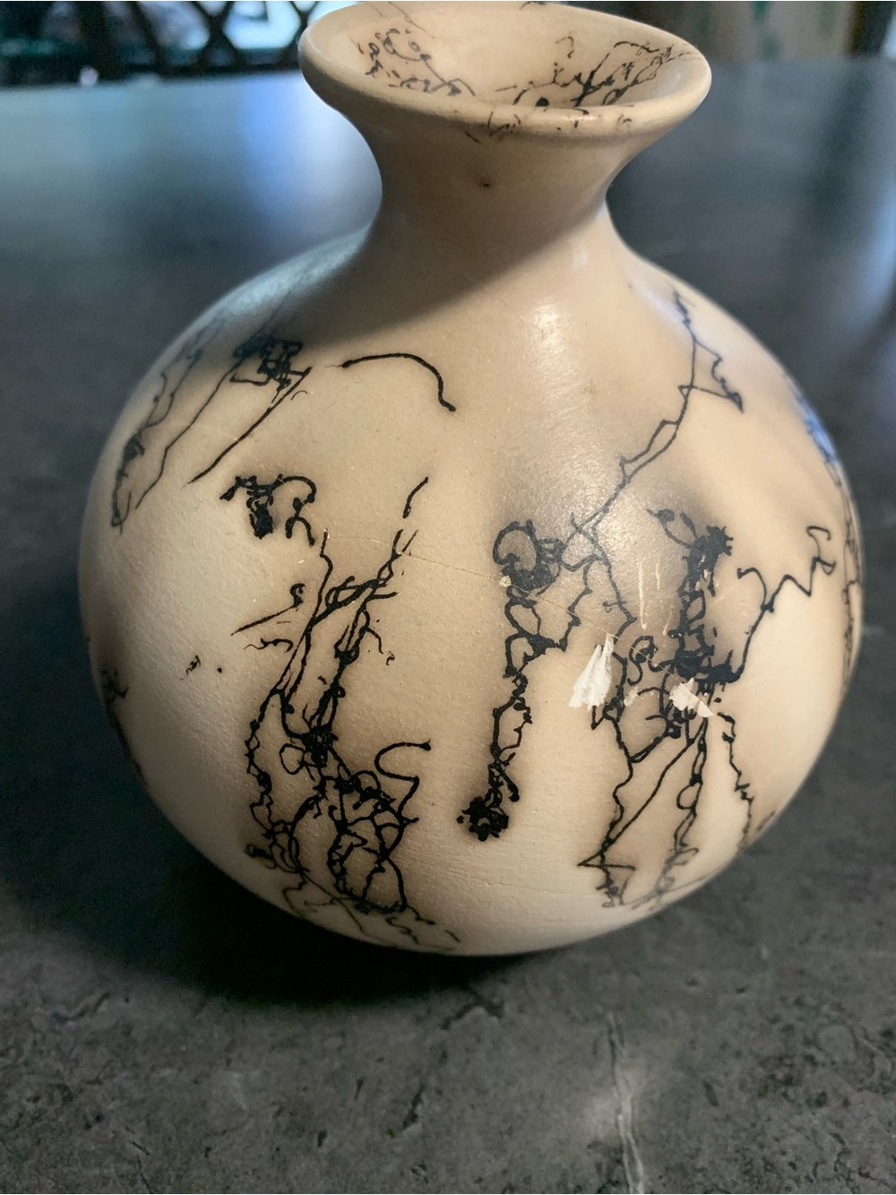 Vintage Navajo Horsehair Pottery Bud Vase Signed S. Jacobs '03 Ceramic Art